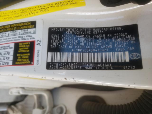 Photo 9 VIN: 4T1BK3DBXBU415821 - TOYOTA AVALON BAS 