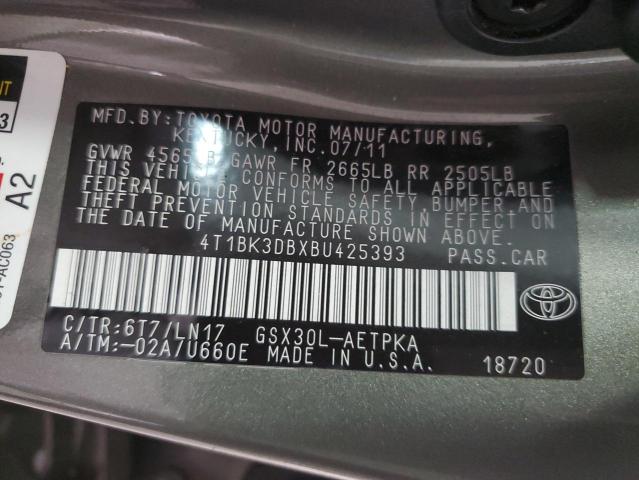 Photo 12 VIN: 4T1BK3DBXBU425393 - TOYOTA AVALON BAS 