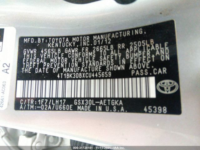 Photo 8 VIN: 4T1BK3DBXCU445659 - TOYOTA AVALON 