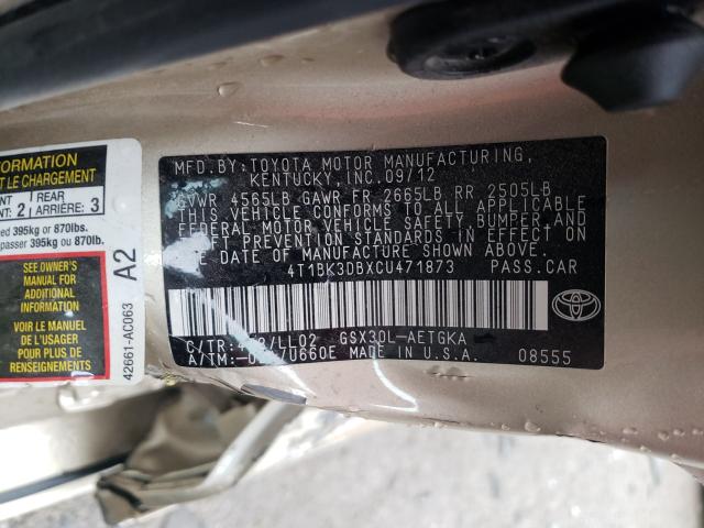 Photo 9 VIN: 4T1BK3DBXCU471873 - TOYOTA AVALON BAS 