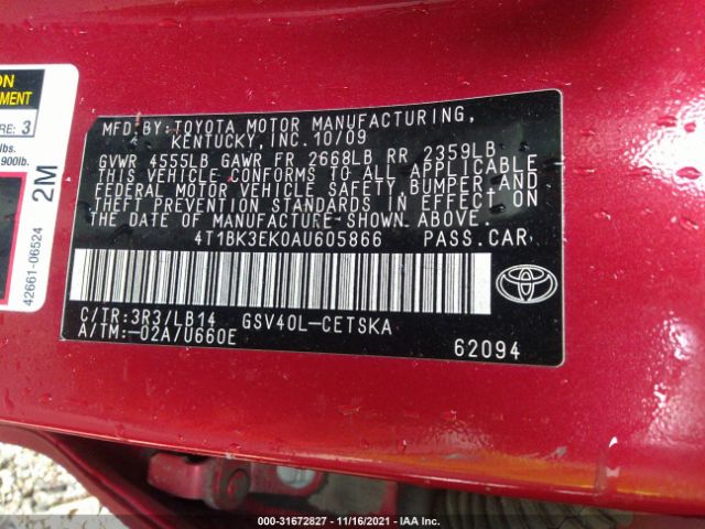 Photo 8 VIN: 4T1BK3EK0AU605866 - TOYOTA CAMRY 