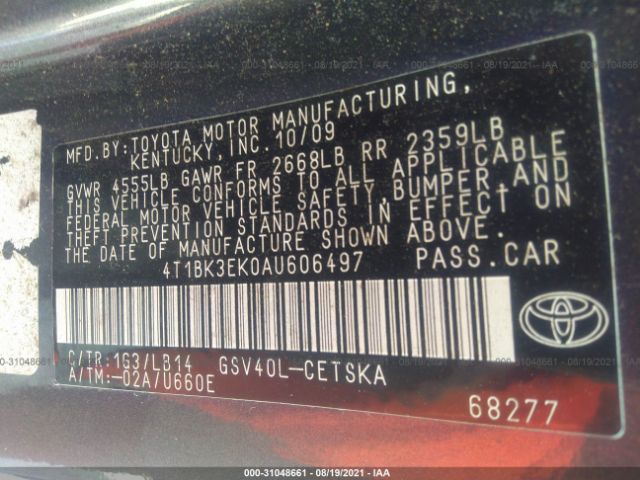 Photo 8 VIN: 4T1BK3EK0AU606497 - TOYOTA CAMRY 