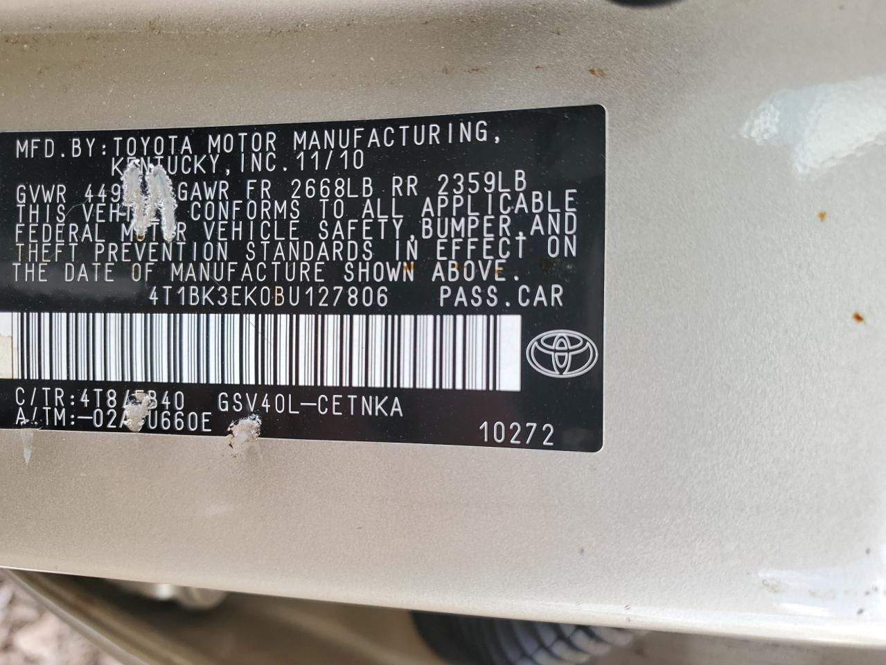 Photo 11 VIN: 4T1BK3EK0BU127806 - TOYOTA CAMRY 