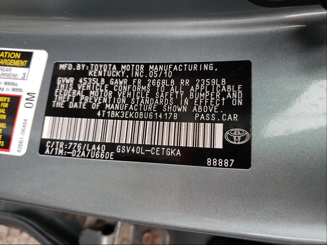 Photo 9 VIN: 4T1BK3EK0BU614178 - TOYOTA CAMRY SE 