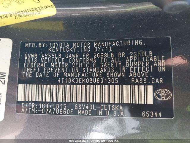 Photo 8 VIN: 4T1BK3EK0BU631305 - TOYOTA CAMRY 