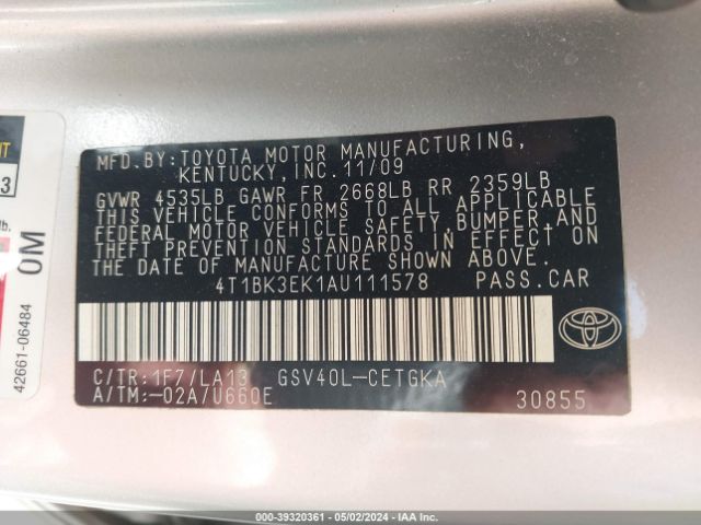 Photo 8 VIN: 4T1BK3EK1AU111578 - TOYOTA CAMRY 