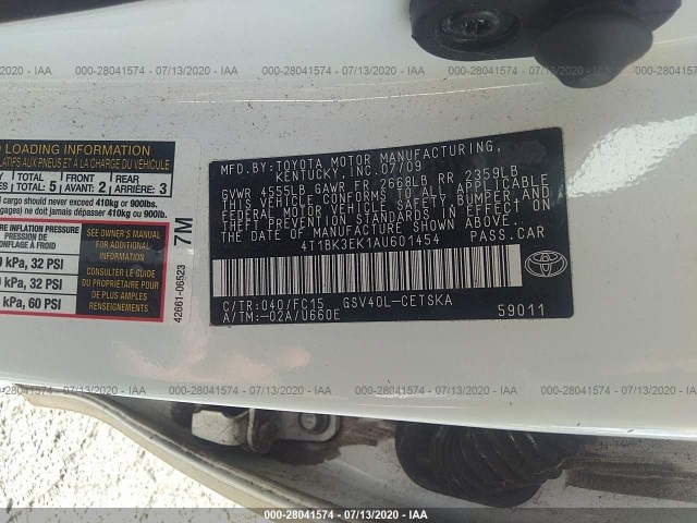 Photo 8 VIN: 4T1BK3EK1AU601454 - TOYOTA CAMRY 