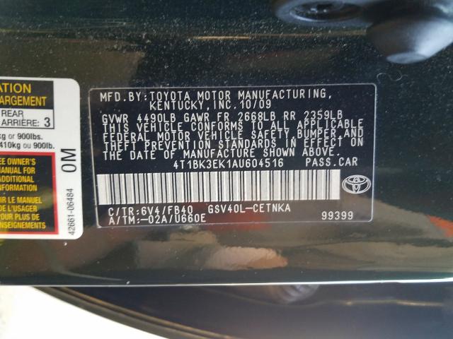 Photo 9 VIN: 4T1BK3EK1AU604516 - TOYOTA CAMRY SE 