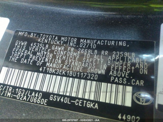 Photo 8 VIN: 4T1BK3EK1BU117320 - TOYOTA CAMRY 