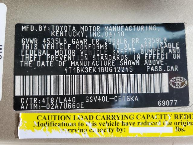 Photo 11 VIN: 4T1BK3EK1BU612245 - TOYOTA CAMRY SE 