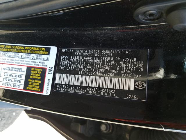 Photo 9 VIN: 4T1BK3EK1BU628266 - TOYOTA CAMRY SE 