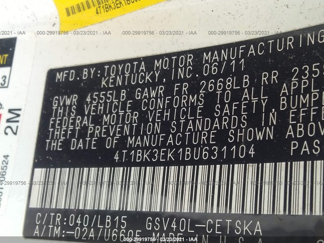 Photo 8 VIN: 4T1BK3EK1BU631104 - TOYOTA CAMRY 