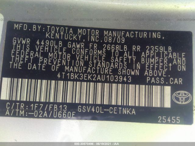 Photo 8 VIN: 4T1BK3EK2AU103943 - TOYOTA CAMRY 