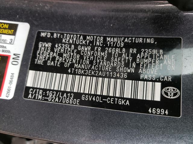 Photo 9 VIN: 4T1BK3EK2AU113436 - TOYOTA CAMRY SE 