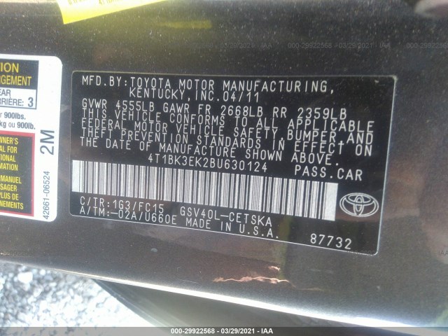 Photo 8 VIN: 4T1BK3EK2BU630124 - TOYOTA CAMRY 