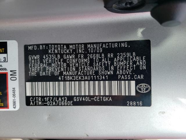 Photo 9 VIN: 4T1BK3EK3AU111341 - TOYOTA CAMRY SE 