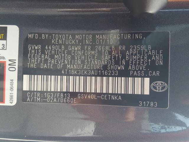 Photo 9 VIN: 4T1BK3EK3AU116233 - TOYOTA CAMRY SE 