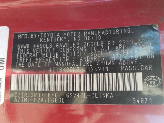 Photo 9 VIN: 4T1BK3EK3BU125211 - TOYOTA CAMRY SE 