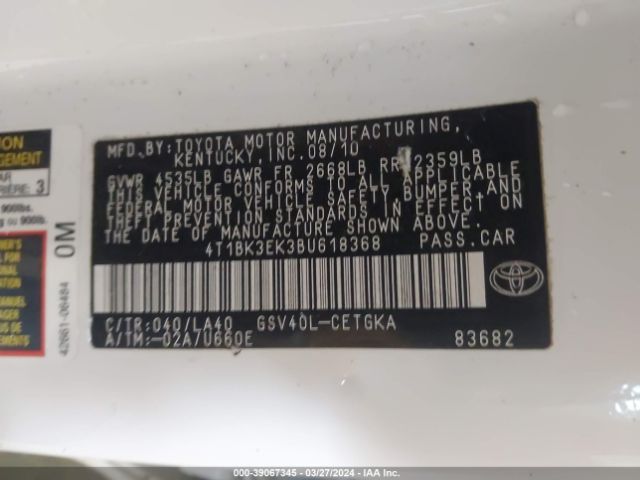 Photo 8 VIN: 4T1BK3EK3BU618368 - TOYOTA CAMRY 