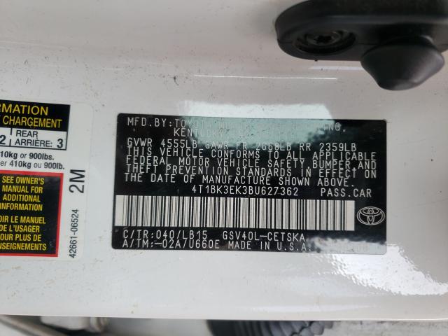 Photo 9 VIN: 4T1BK3EK3BU627362 - TOYOTA CAMRY SE 