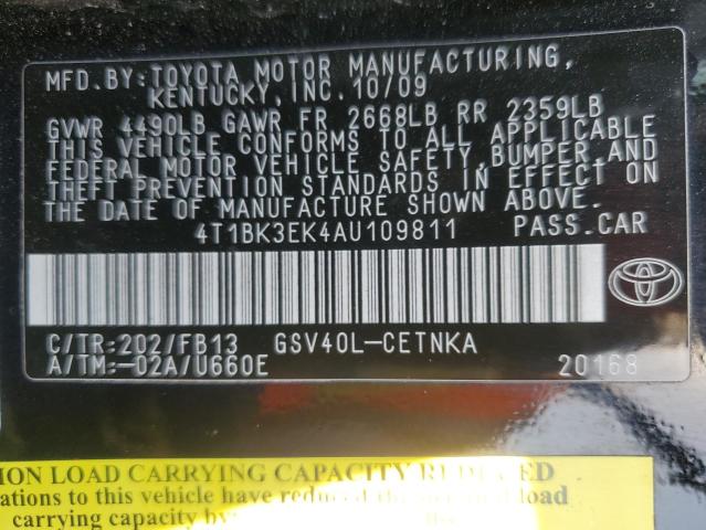 Photo 11 VIN: 4T1BK3EK4AU109811 - TOYOTA CAMRY SE 