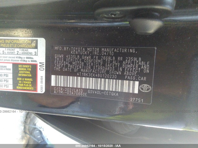 Photo 8 VIN: 4T1BK3EK4BU120230 - TOYOTA CAMRY 