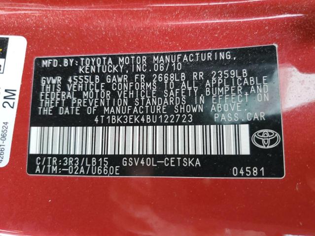 Photo 11 VIN: 4T1BK3EK4BU122723 - TOYOTA CAMRY SE 