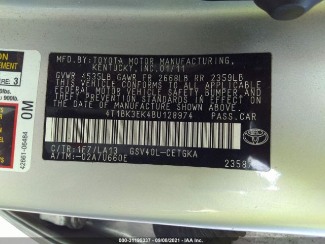 Photo 8 VIN: 4T1BK3EK4BU128974 - TOYOTA CAMRY 