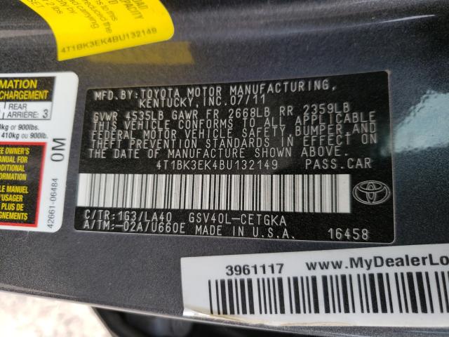 Photo 9 VIN: 4T1BK3EK4BU132149 - TOYOTA CAMRY SE 