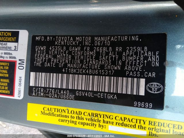 Photo 8 VIN: 4T1BK3EK4BU615317 - TOYOTA CAMRY 