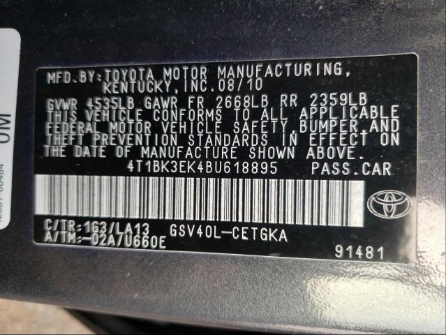 Photo 9 VIN: 4T1BK3EK4BU618895 - TOYOTA CAMRY SE 