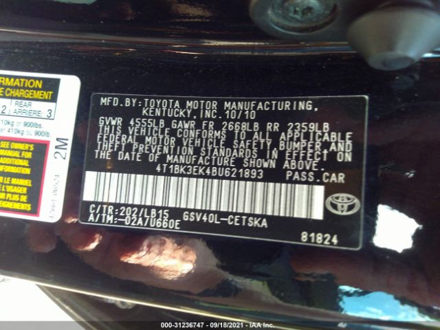 Photo 8 VIN: 4T1BK3EK4BU621893 - TOYOTA CAMRY 