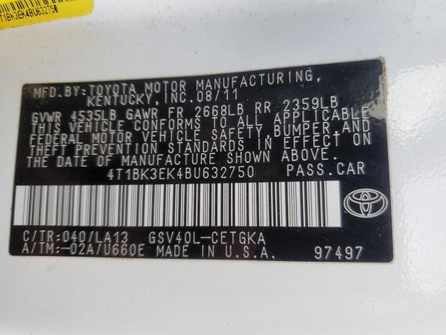 Photo 11 VIN: 4T1BK3EK4BU632750 - TOYOTA CAMRY SE 