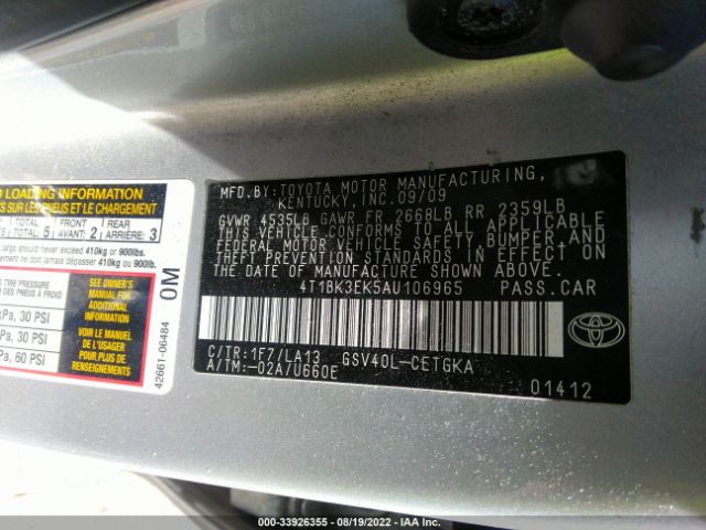 Photo 8 VIN: 4T1BK3EK5AU106965 - TOYOTA CAMRY 