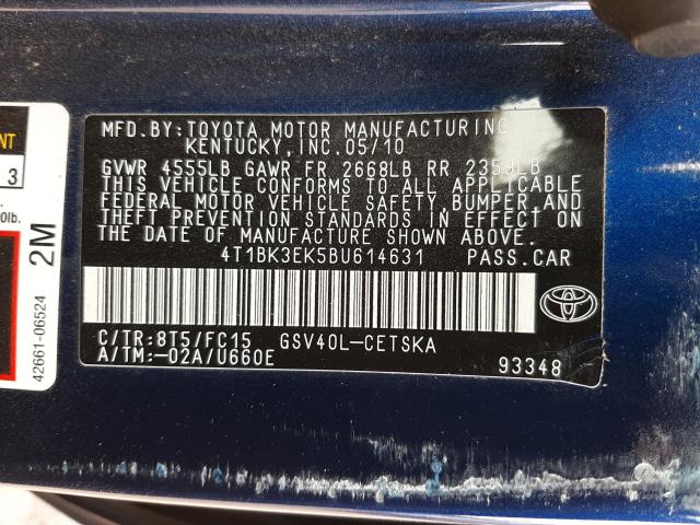 Photo 9 VIN: 4T1BK3EK5BU614631 - TOYOTA CAMRY 