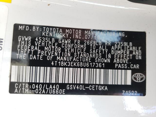 Photo 9 VIN: 4T1BK3EK6BU617361 - TOYOTA CAMRY SE 