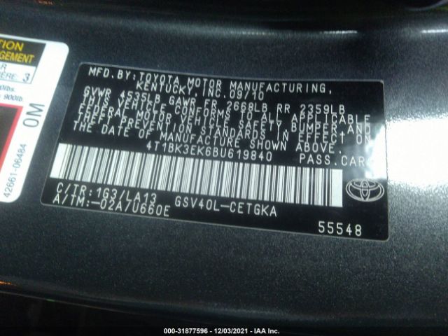 Photo 8 VIN: 4T1BK3EK6BU619840 - TOYOTA CAMRY 