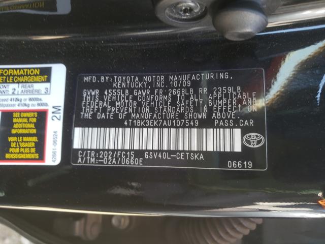 Photo 9 VIN: 4T1BK3EK7AU107549 - TOYOTA CAMRY SE 