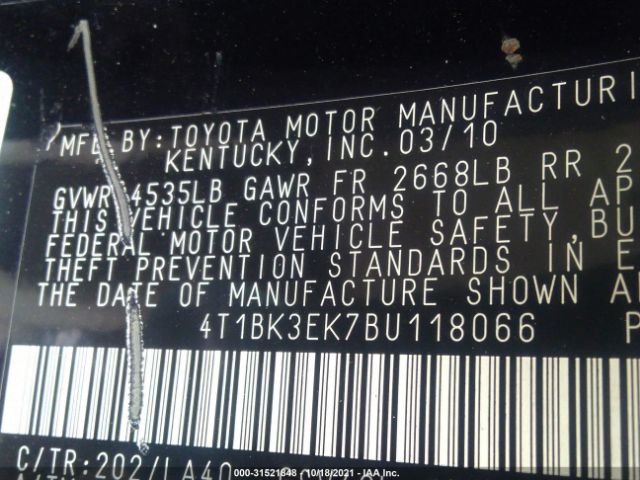 Photo 8 VIN: 4T1BK3EK7BU118066 - TOYOTA CAMRY 