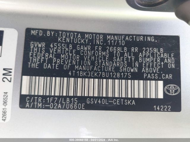 Photo 8 VIN: 4T1BK3EK7BU128175 - TOYOTA CAMRY 