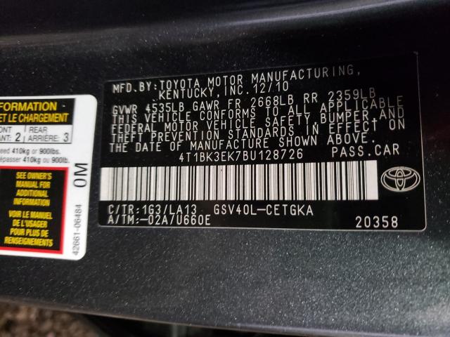 Photo 9 VIN: 4T1BK3EK7BU128726 - TOYOTA CAMRY SE 