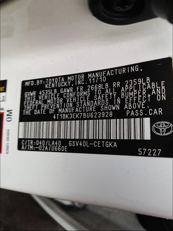 Photo 9 VIN: 4T1BK3EK7BU623928 - TOYOTA CAMRY SE 