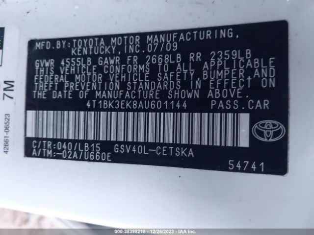 Photo 8 VIN: 4T1BK3EK8AU601144 - TOYOTA CAMRY 