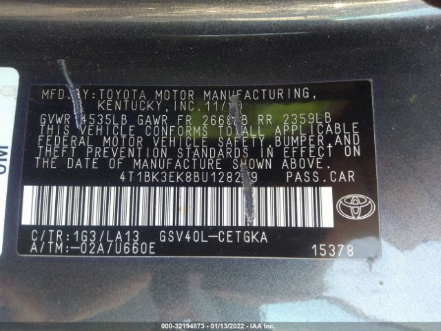 Photo 8 VIN: 4T1BK3EK8BU128279 - TOYOTA CAMRY 