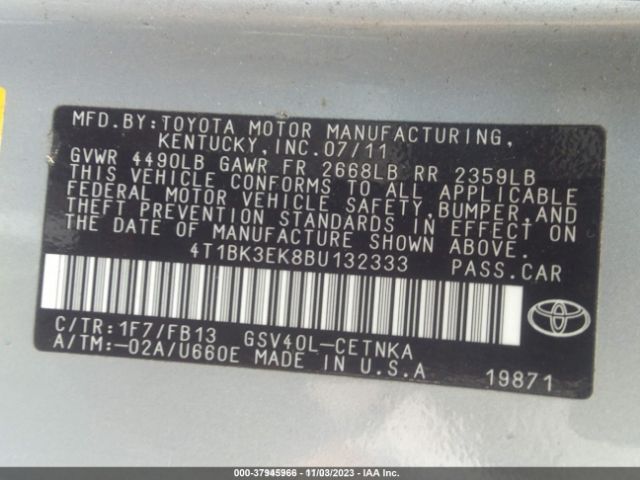 Photo 8 VIN: 4T1BK3EK8BU132333 - TOYOTA CAMRY 