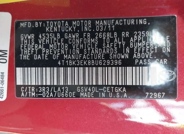 Photo 8 VIN: 4T1BK3EK8BU629396 - TOYOTA CAMRY 