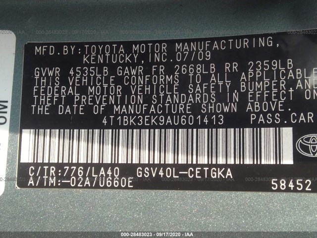 Photo 8 VIN: 4T1BK3EK9AU601413 - TOYOTA CAMRY 