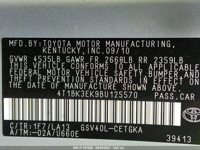 Photo 8 VIN: 4T1BK3EK9BU125570 - TOYOTA CAMRY 