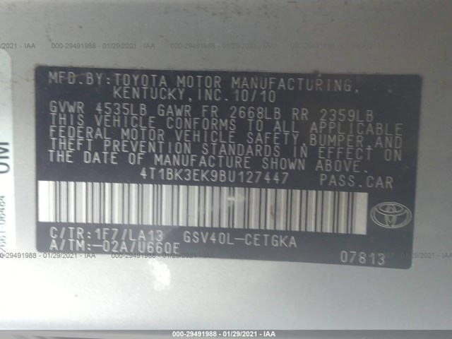 Photo 8 VIN: 4T1BK3EK9BU127447 - TOYOTA CAMRY 