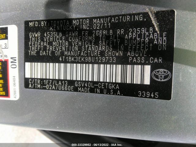 Photo 8 VIN: 4T1BK3EK9BU129733 - TOYOTA CAMRY 